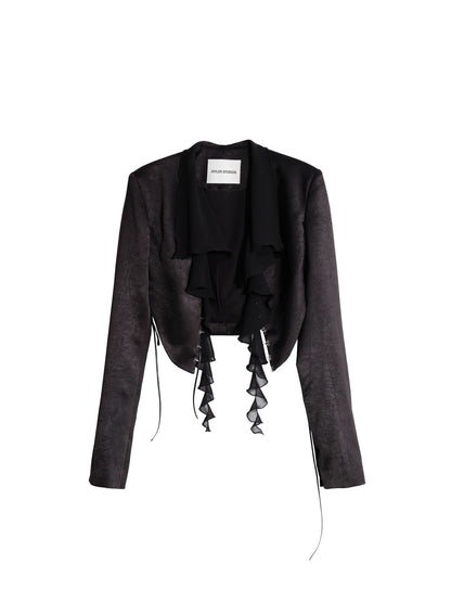 WAIST CUT FRILL BLAZER