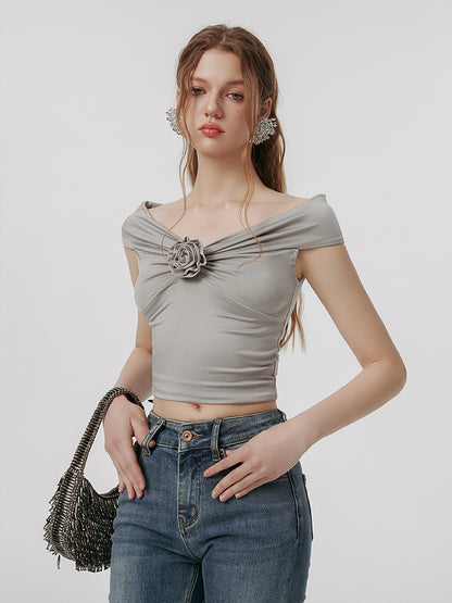 Ribbon Symbol Off-Shoulder Tops