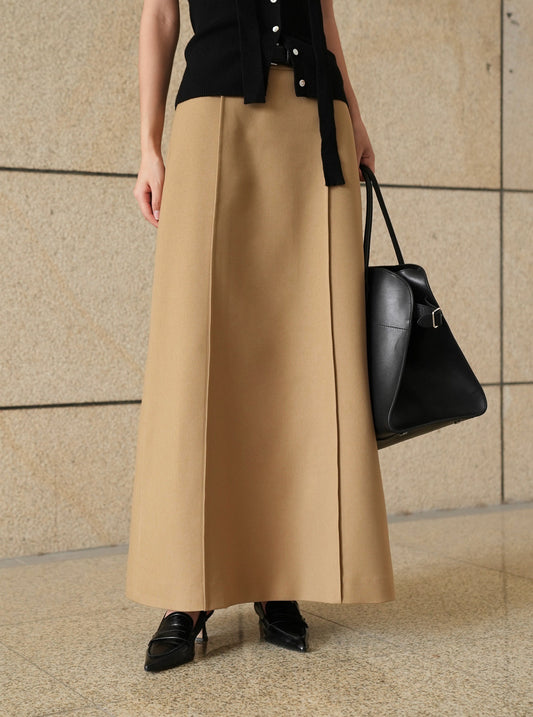 A-LINE MATTE WHITE BROWN SKIRT