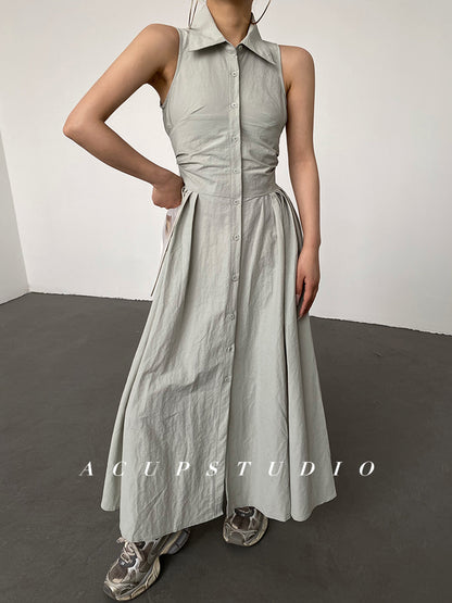 WAIST GATHERED SHIRT DRESS