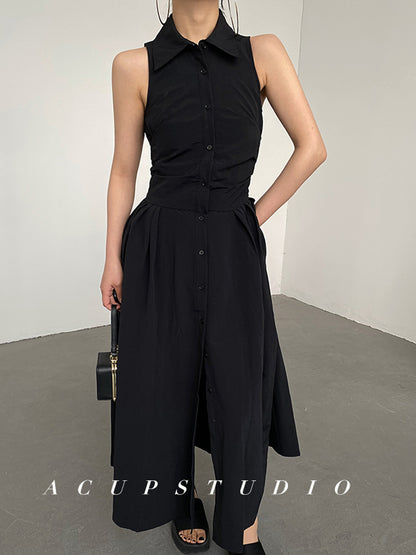 WAIST GATHERED SHIRT DRESS