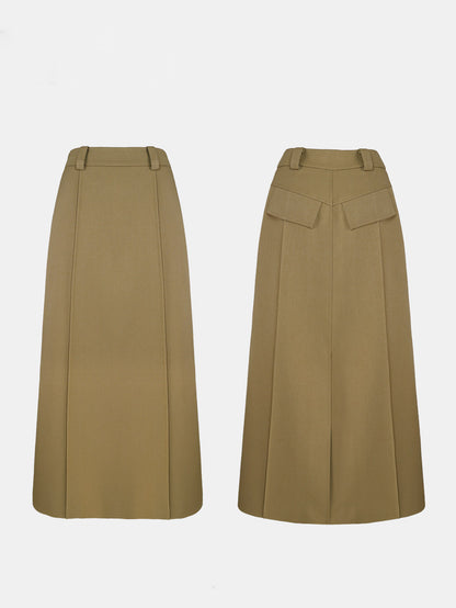 A-LINE MATTE WHITE BROWN SKIRT