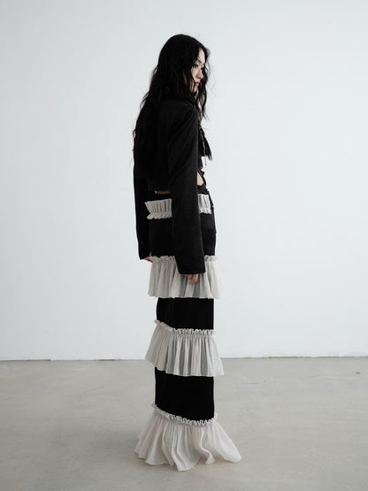 SLIT RANDOM FRILL SKIRT