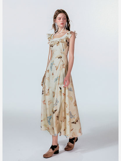 French Resort U-Neck Butterfly Dress